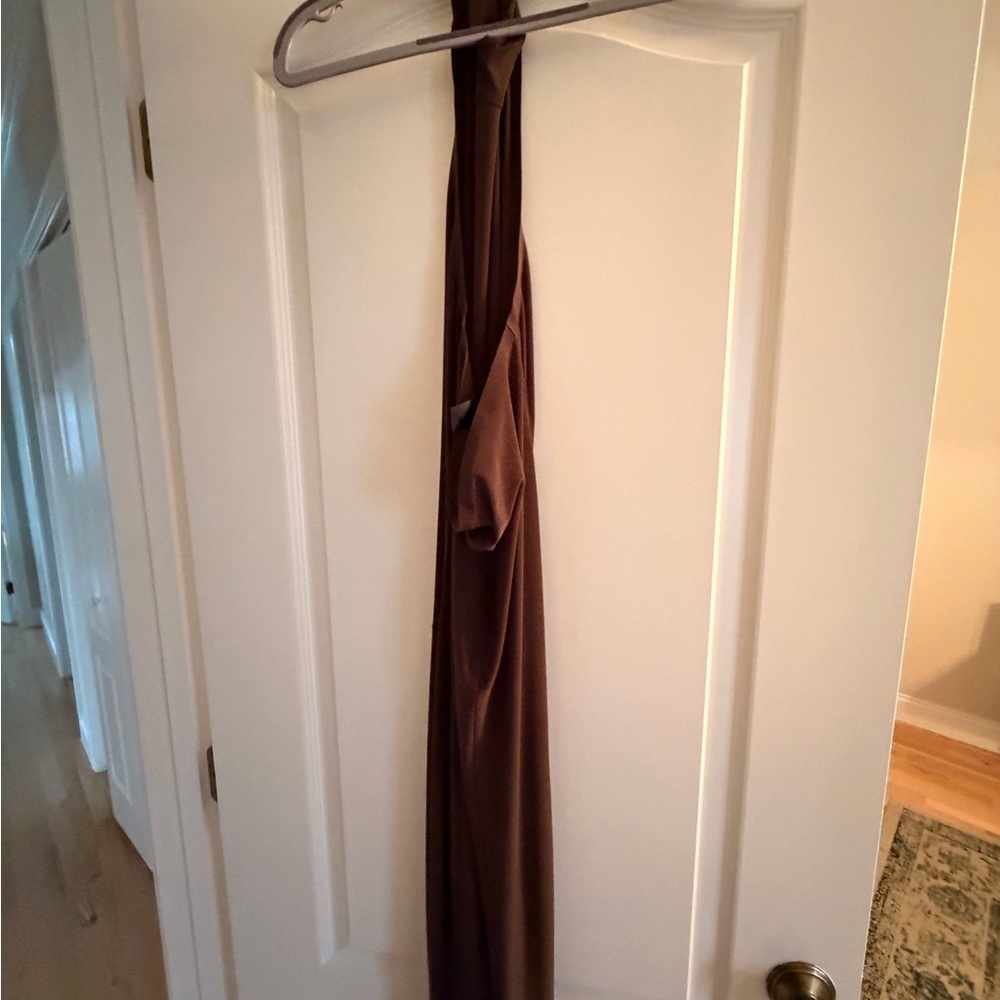 Halter Turtle Fishtail Gown in Chocolatr - Picture 4 of 5